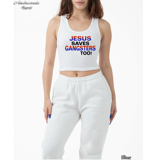 JESUS SAVES GANGSTERS TOO Tank top